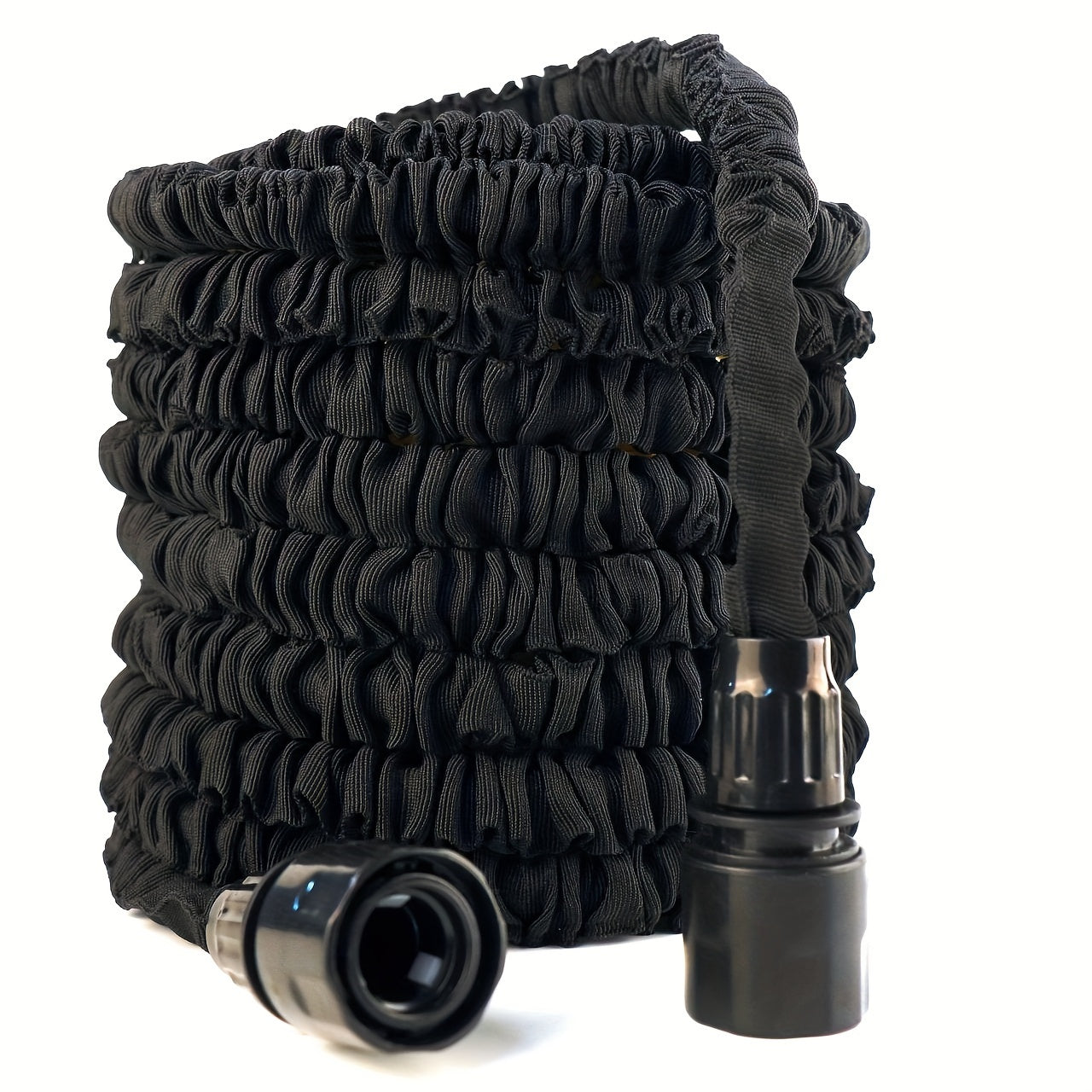 3X Telescopic Heavy-Duty Rubber Garden Hose with High-Pressure Water Gun - 3/4 Inch All-Season Outdoor Hose for Car Wash, Lawn Care & Yard Work, Includes European Thread Adapter