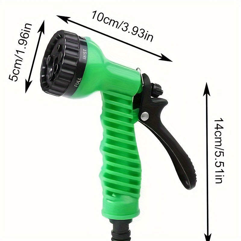3X Telescopic Heavy-Duty Rubber Garden Hose with High-Pressure Water Gun - 3/4 Inch All-Season Outdoor Hose for Car Wash, Lawn Care & Yard Work, Includes European Thread Adapter