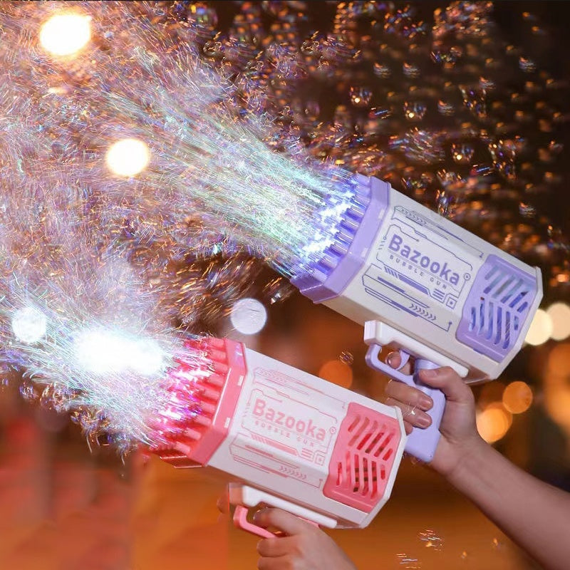 Rocket Bubble Gun 69 Holes – Colorful Lights & Fun Toy