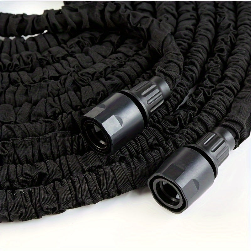 3X Telescopic Heavy-Duty Rubber Garden Hose with High-Pressure Water Gun - 3/4 Inch All-Season Outdoor Hose for Car Wash, Lawn Care & Yard Work, Includes European Thread Adapter