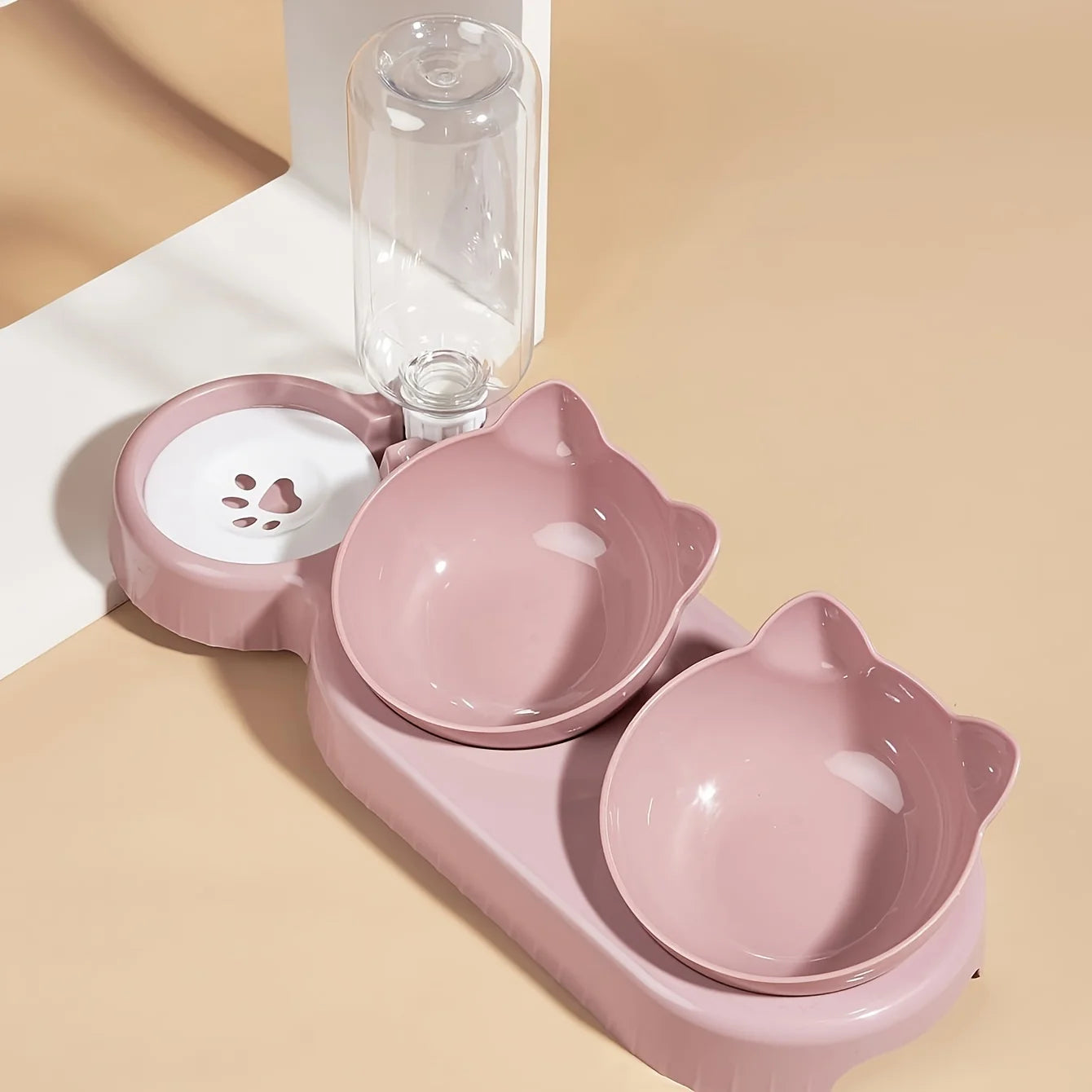 TiltSip™ – 3-in-1 Cat Feeding Station with Tilted Bowls & Gravity Water Feeder