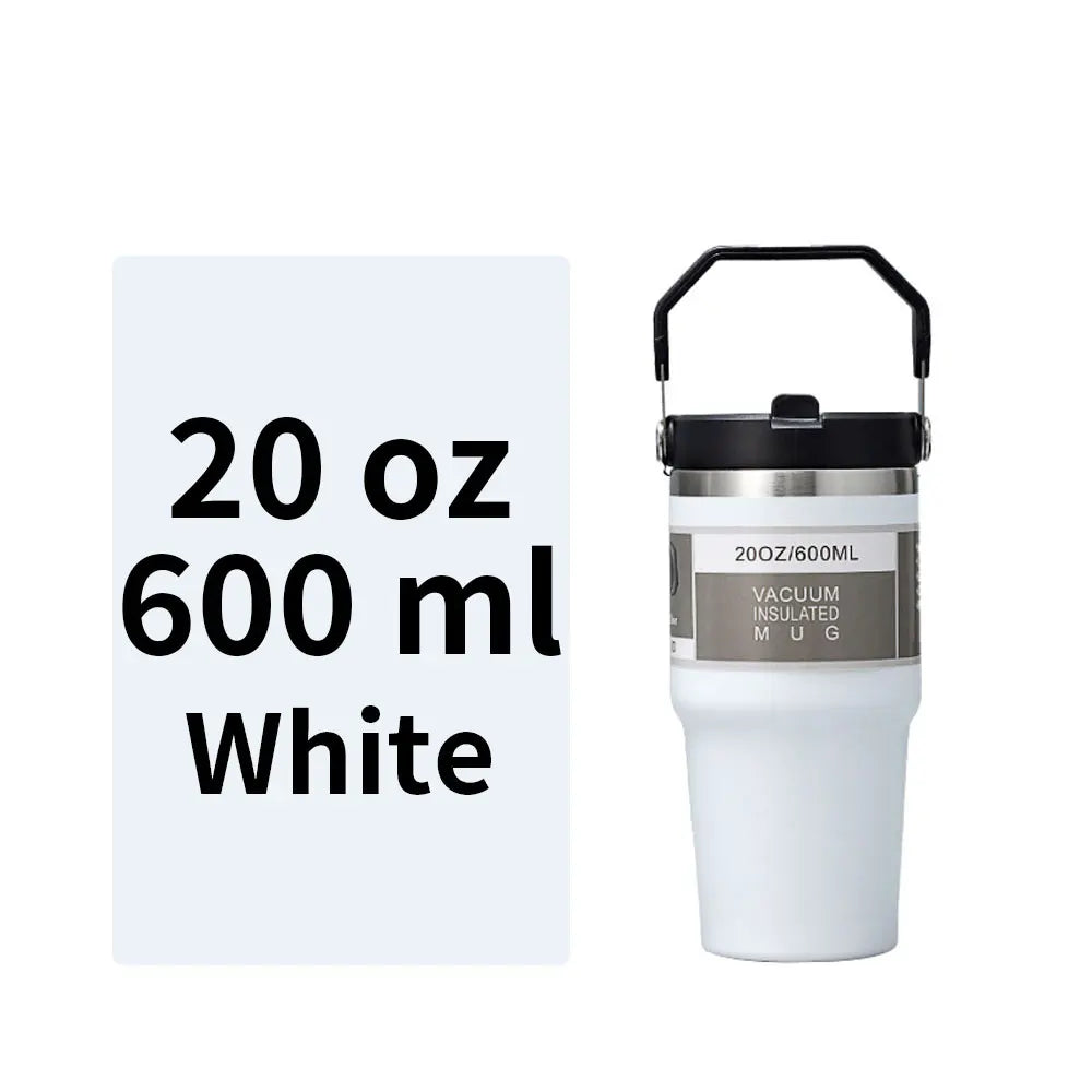 Vacuum Tumbler with Lid Stainless Steel Portable Water Bottle with Dazzling Handle Insulated Tumbler Tote Handle 20 30 OZ
