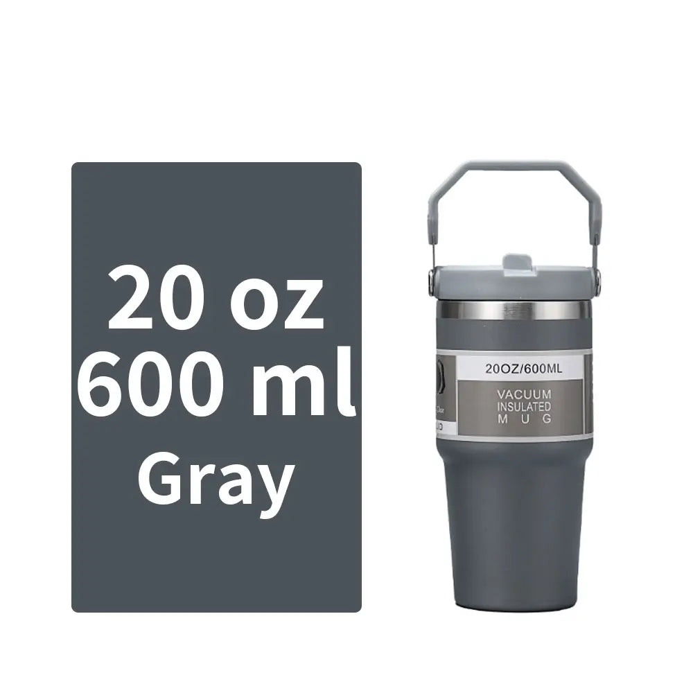 Vacuum Tumbler with Lid Stainless Steel Portable Water Bottle with Dazzling Handle Insulated Tumbler Tote Handle 20 30 OZ
