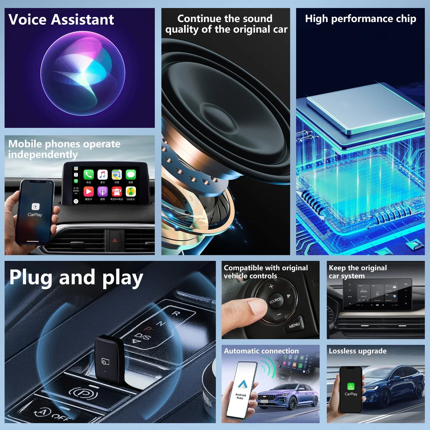 Wireless CarPlay & Android Auto – Plug & Play Freedom