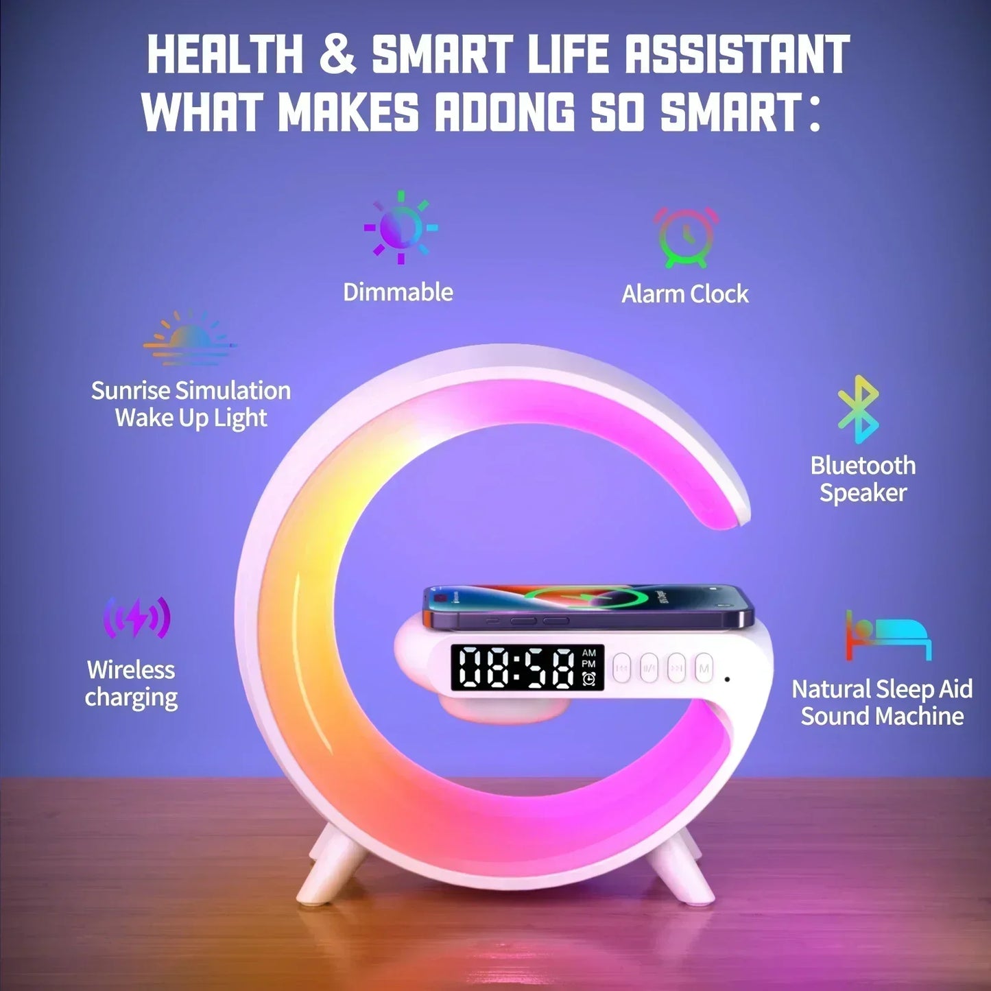 Fast Charging Station with Night Light & Music