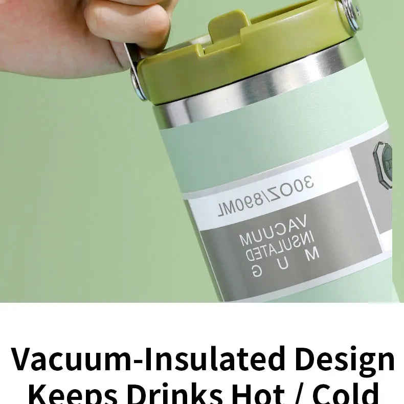 Vacuum Tumbler with Lid Stainless Steel Portable Water Bottle with Dazzling Handle Insulated Tumbler Tote Handle 20 30 OZ