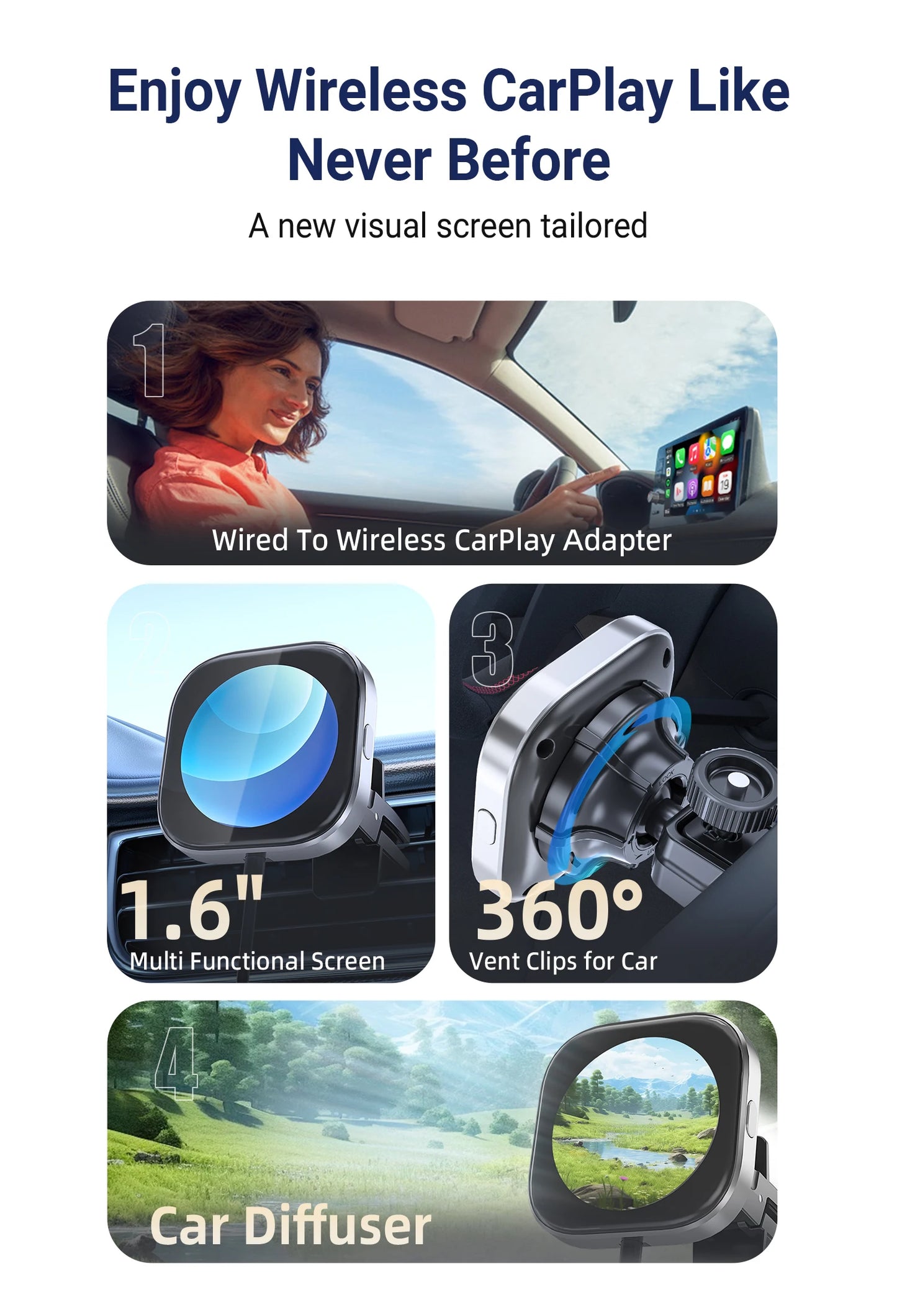 CarPlay Freedom: Wireless Adapter with Display