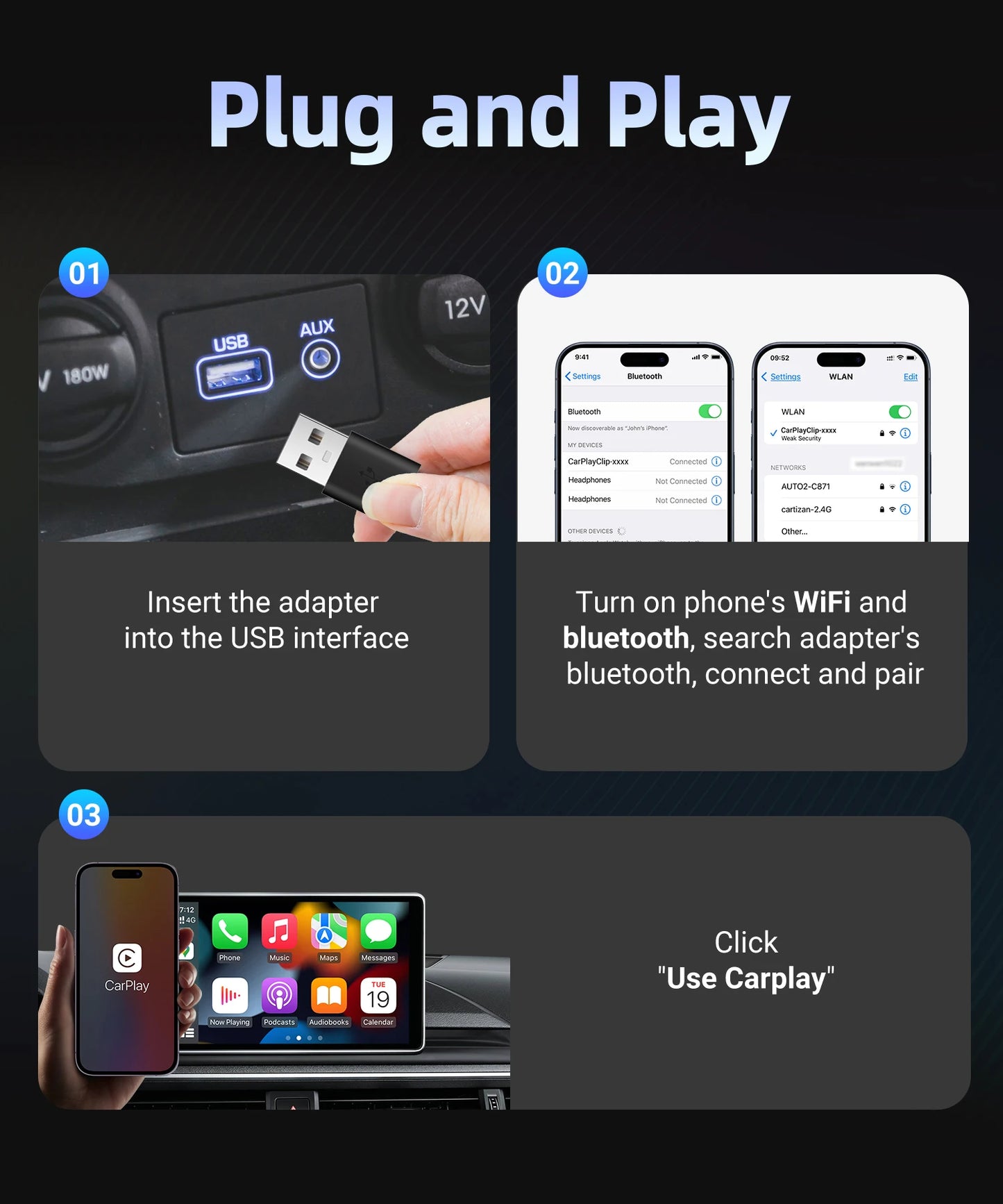 CarPlay Freedom: Wireless Adapter with Display