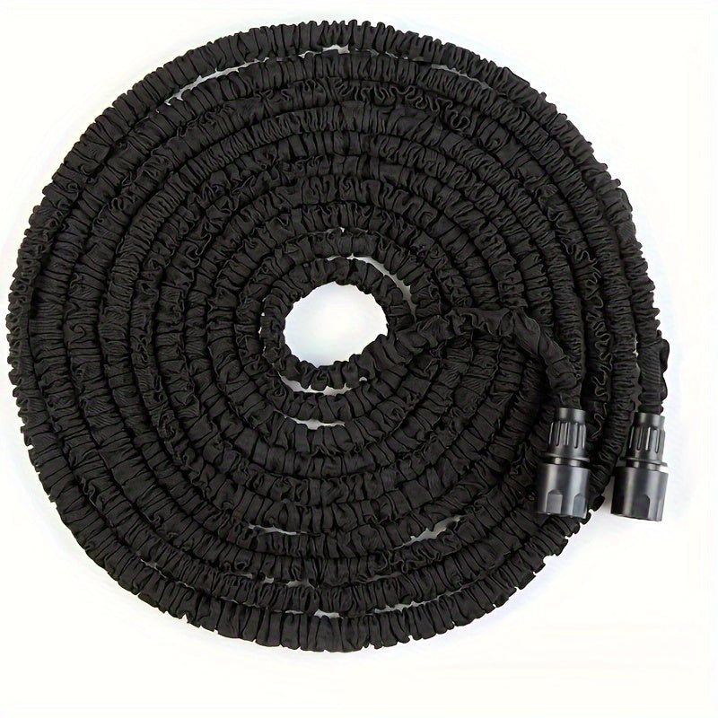 3X Telescopic Heavy-Duty Rubber Garden Hose with High-Pressure Water Gun - 3/4 Inch All-Season Outdoor Hose for Car Wash, Lawn Care & Yard Work, Includes European Thread Adapter