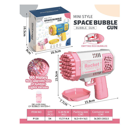 Rocket Bubble Gun 69 Holes – Colorful Lights & Fun Toy
