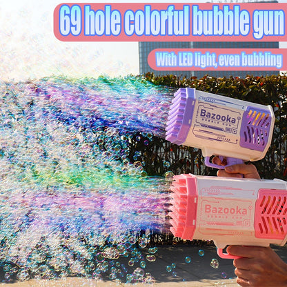 Rocket Bubble Gun 69 Holes – Colorful Lights & Fun Toy