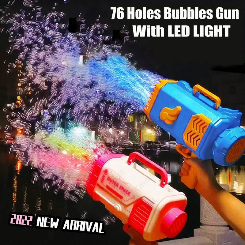 Rocket Bubble Gun 69 Holes – Colorful Lights & Fun Toy