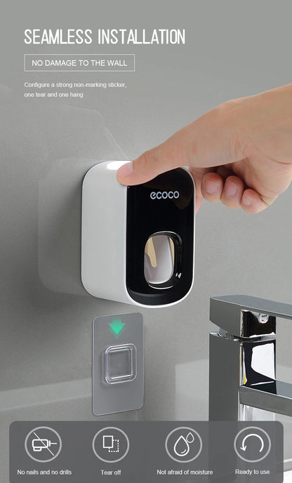 Hands-Free Automatic Toothpaste Dispenser & Holder Set