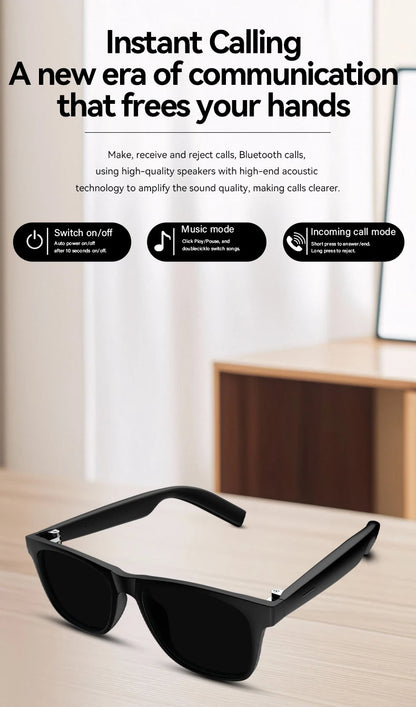 LAXASFIT 2025 New Men's Smart Glasses Women's Bluetooth Glasses Voice Call Control Music UV Polarized Sunglasses