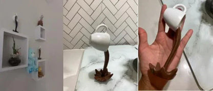 Floating Coffee Mug Sculpture – Gravity-Defying Art