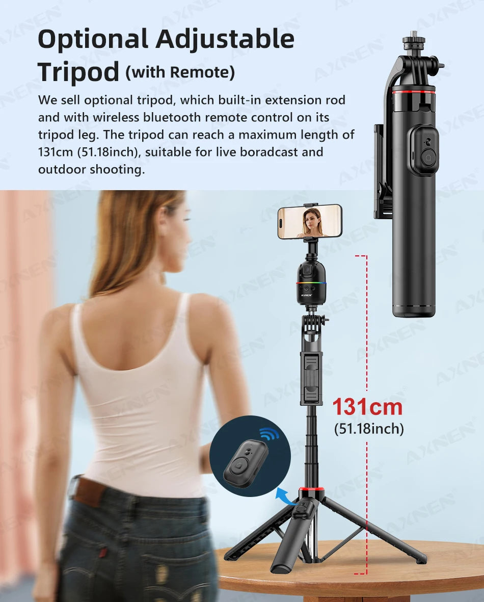 AI Face Tracking Gimbal – 360° Auto Rotate Selfie Stabilizer