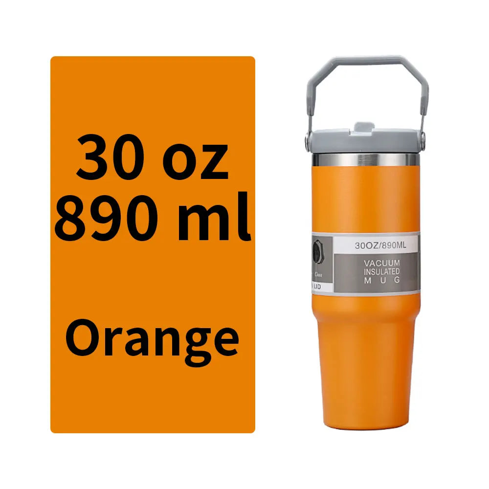 Vacuum Tumbler with Lid Stainless Steel Portable Water Bottle with Dazzling Handle Insulated Tumbler Tote Handle 20 30 OZ