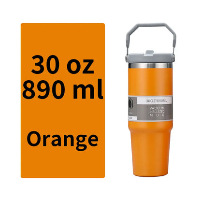 Vacuum Tumbler with Lid Stainless Steel Portable Water Bottle with Dazzling Handle Insulated Tumbler Tote Handle 20 30 OZ