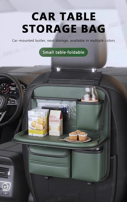 SEAMETAL Car Seat Organizer – Foldable Tray & Multi-Pocket Storage