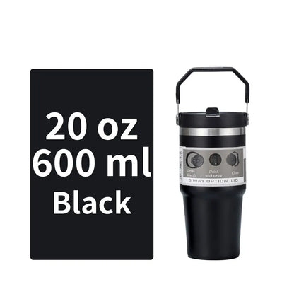 Vacuum Tumbler with Lid Stainless Steel Portable Water Bottle with Dazzling Handle Insulated Tumbler Tote Handle 20 30 OZ