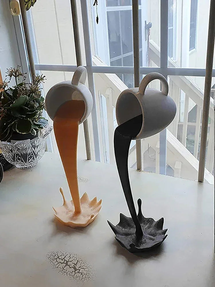 Floating Coffee Mug Sculpture – Gravity-Defying Art