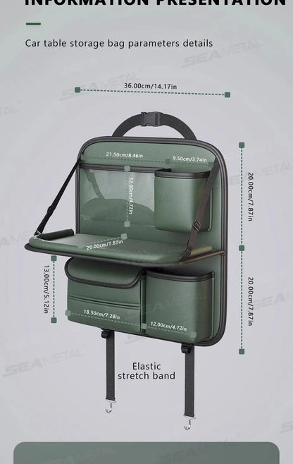 SEAMETAL Car Seat Organizer – Foldable Tray & Multi-Pocket Storage