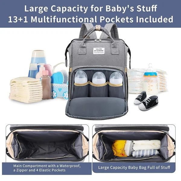 Large Capacity Diaper Backpack – Travel Feeding & Sleeping Bag