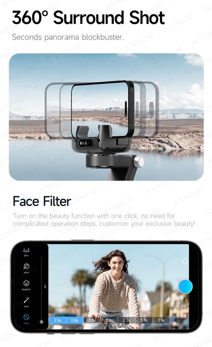 AXNEN Q19 AI Gimbal – 360° Face Tracking with Fill Light