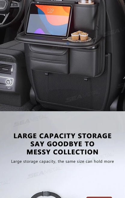 SEAMETAL Car Seat Organizer – Foldable Tray & Multi-Pocket Storage