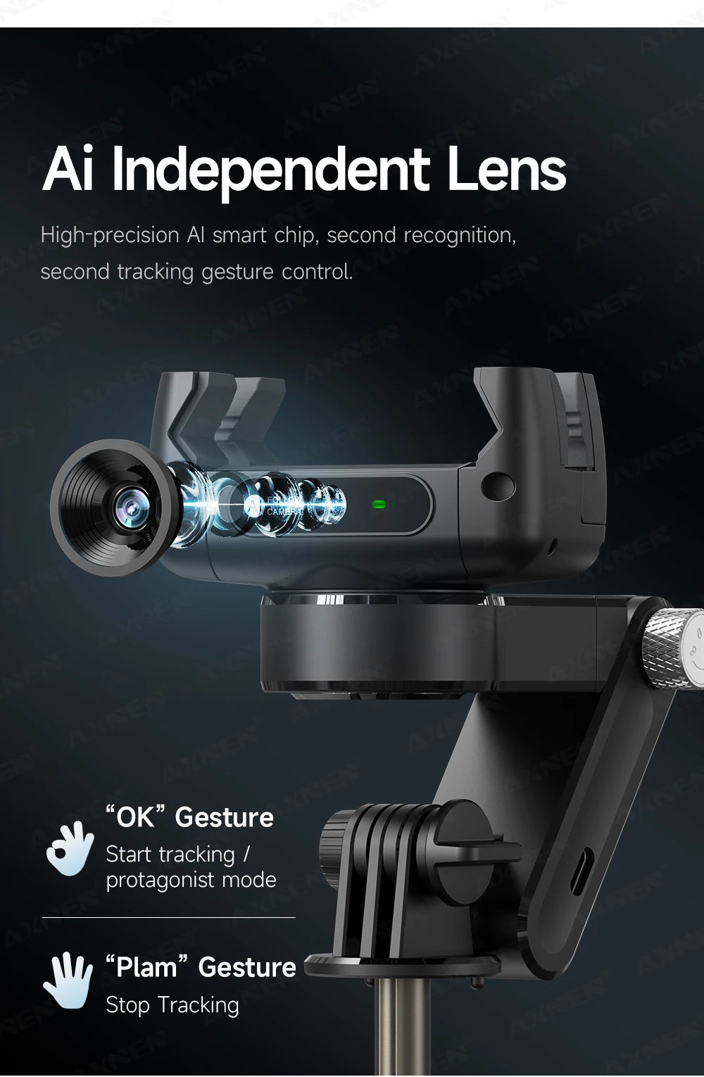 AXNEN Q19 AI Gimbal – 360° Face Tracking with Fill Light