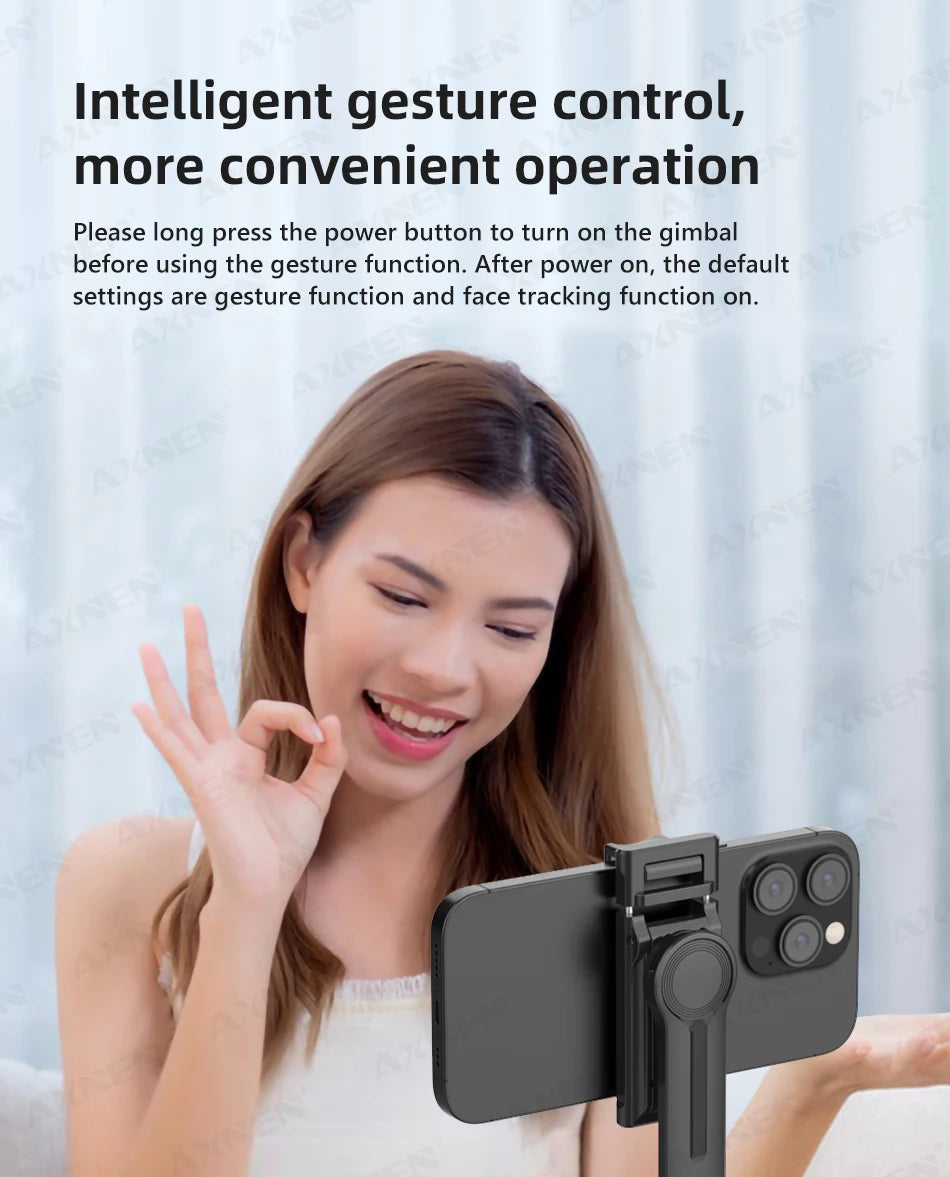 AI Face Tracking Gimbal – 360° Auto Rotate Selfie Stabilizer