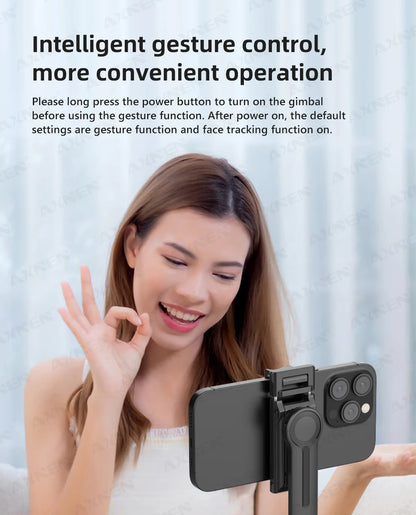 AI Face Tracking Gimbal – 360° Auto Rotate Selfie Stabilizer
