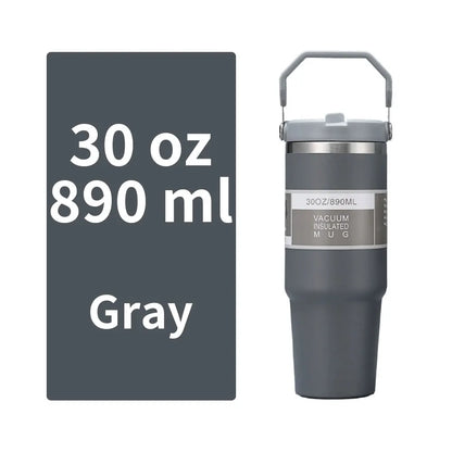 Vacuum Tumbler with Lid Stainless Steel Portable Water Bottle with Dazzling Handle Insulated Tumbler Tote Handle 20 30 OZ