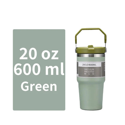 Vacuum Tumbler with Lid Stainless Steel Portable Water Bottle with Dazzling Handle Insulated Tumbler Tote Handle 20 30 OZ