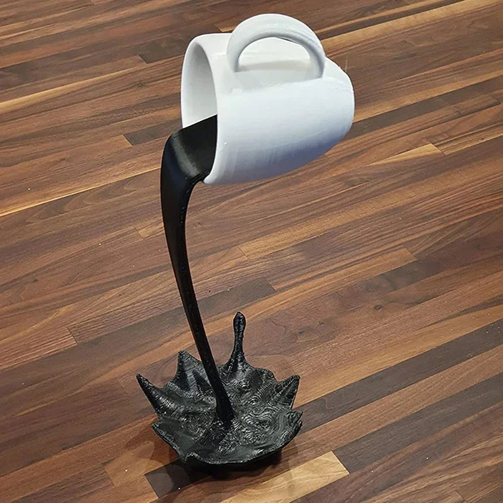 Floating Coffee Mug Sculpture – Gravity-Defying Art