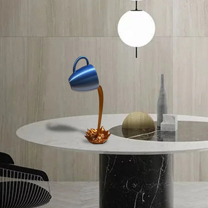 Floating Coffee Mug Sculpture – Gravity-Defying Art