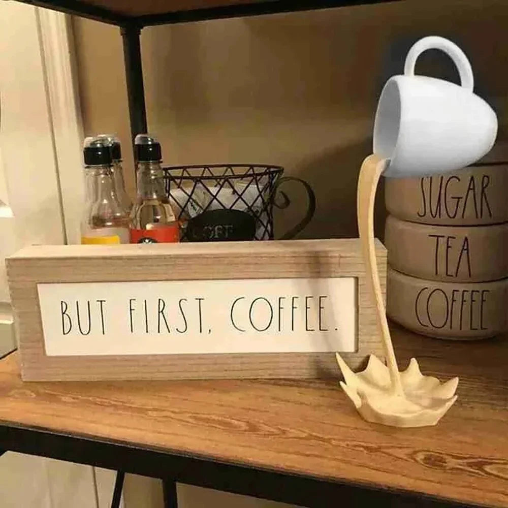 Floating Coffee Mug Sculpture – Gravity-Defying Art