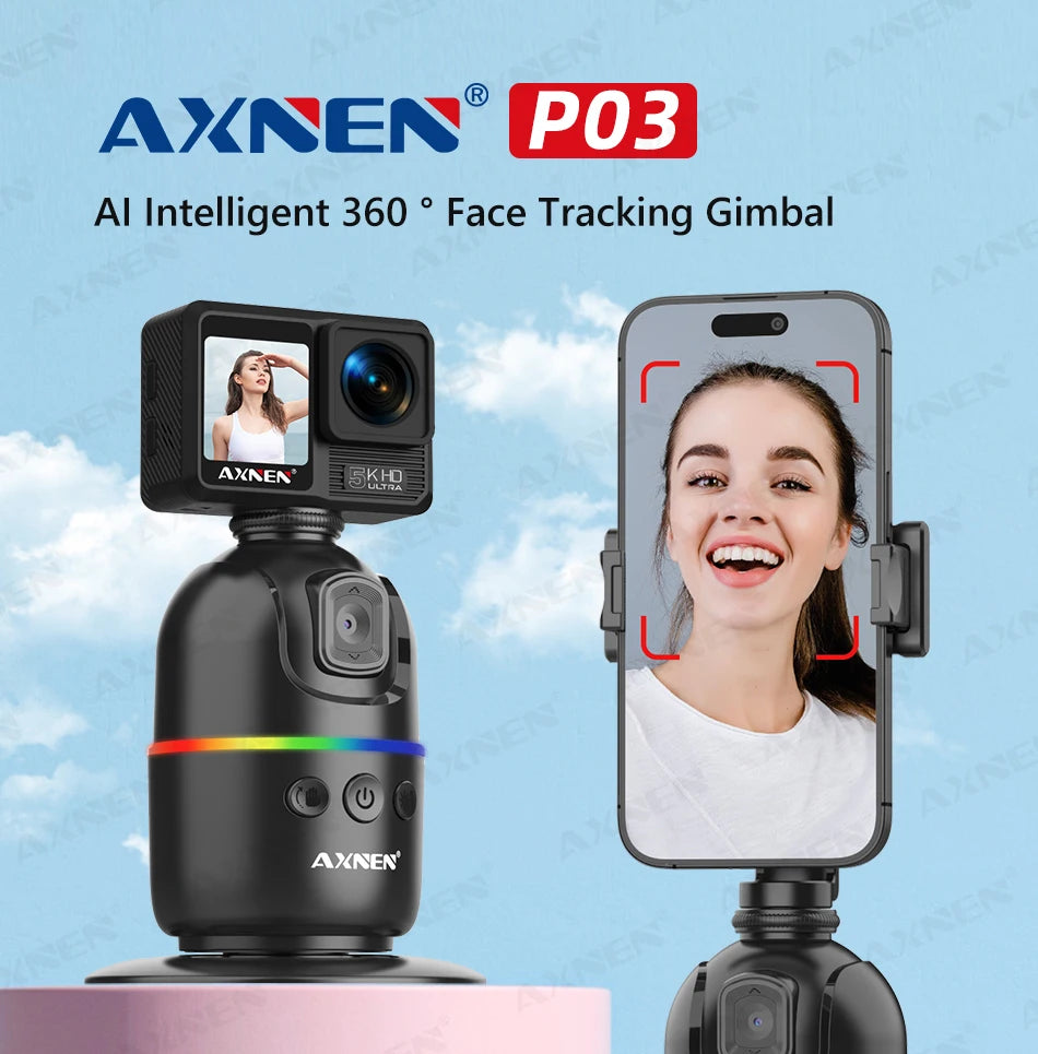 AI Face Tracking Gimbal – 360° Auto Rotate Selfie Stabilizer