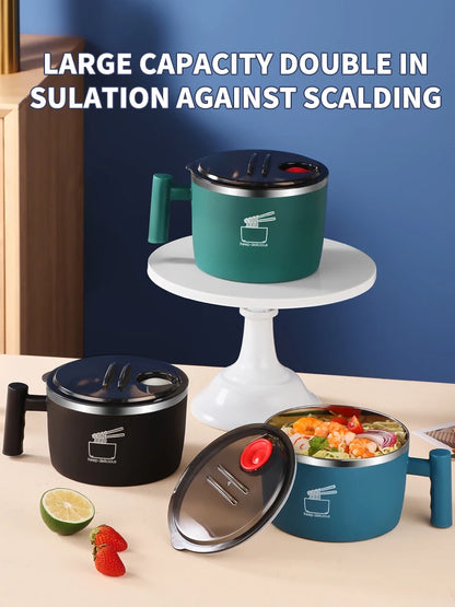 Portable Stainless Bowl with Lid – Perfect Instant Noodle Partner 🥢