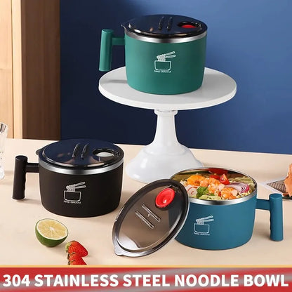 Portable Stainless Bowl with Lid – Perfect Instant Noodle Partner 🥢