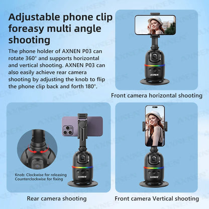 AI Face Tracking Gimbal – 360° Auto Rotate Selfie Stabilizer