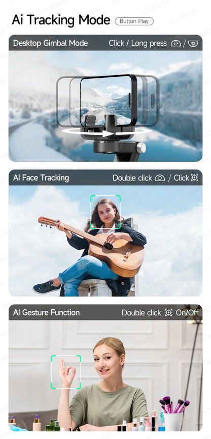AXNEN Q19 AI Gimbal – 360° Face Tracking with Fill Light