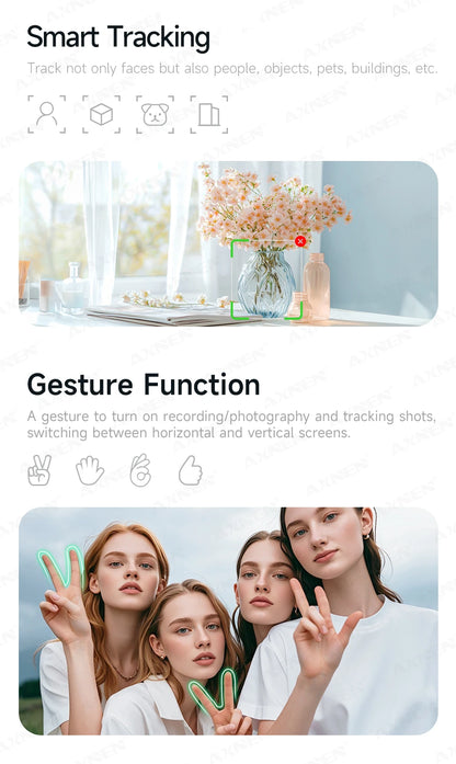 AXNEN Q19 AI Gimbal – 360° Face Tracking with Fill Light