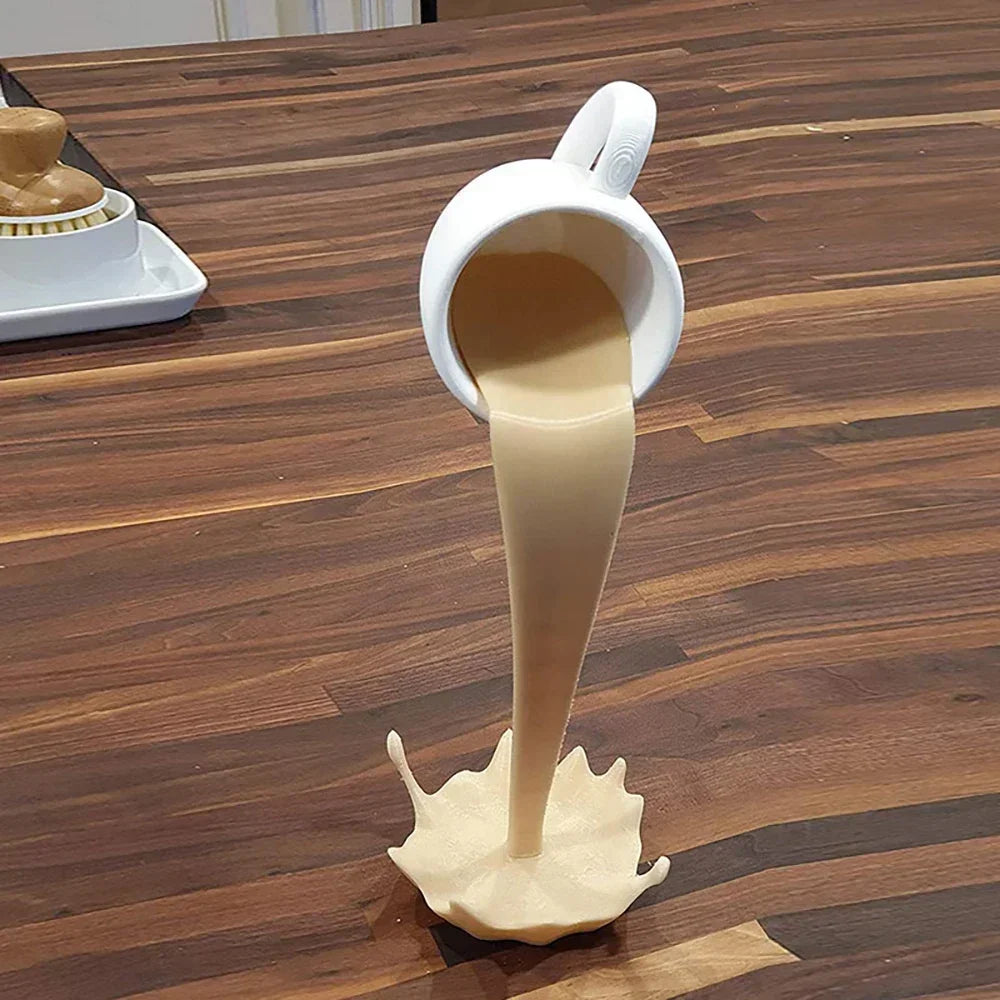 Floating Coffee Mug Sculpture – Gravity-Defying Art