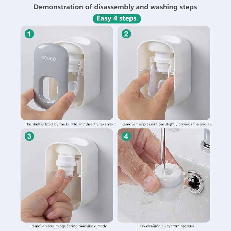 Hands-Free Automatic Toothpaste Dispenser & Holder Set