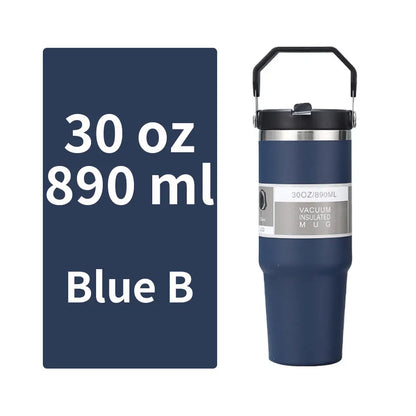Vacuum Tumbler with Lid Stainless Steel Portable Water Bottle with Dazzling Handle Insulated Tumbler Tote Handle 20 30 OZ