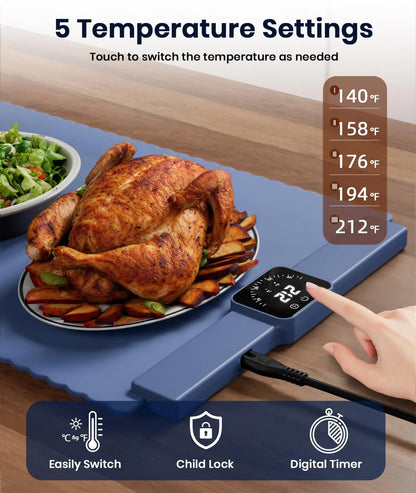 WarmServe Buffet Heating Mat – Party Tray Warmer with Timer 🥘🎉