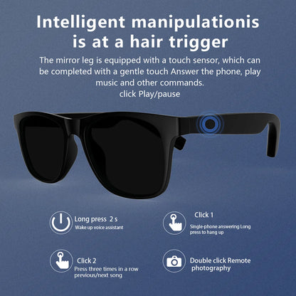 LAXASFIT 2025 New Men's Smart Glasses Women's Bluetooth Glasses Voice Call Control Music UV Polarized Sunglasses