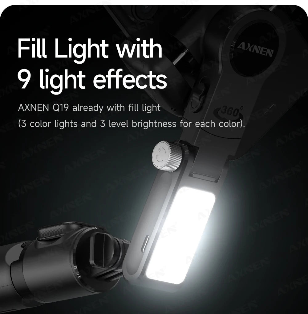 AXNEN Q19 AI Gimbal – 360° Face Tracking with Fill Light
