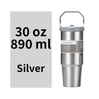 Vacuum Tumbler with Lid Stainless Steel Portable Water Bottle with Dazzling Handle Insulated Tumbler Tote Handle 20 30 OZ
